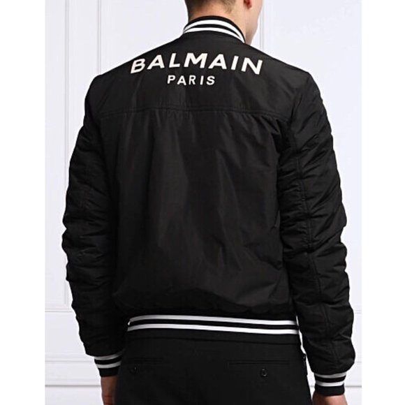 Balmain Black Nylon Bomber Jacket For Males - Picture 1 of 6